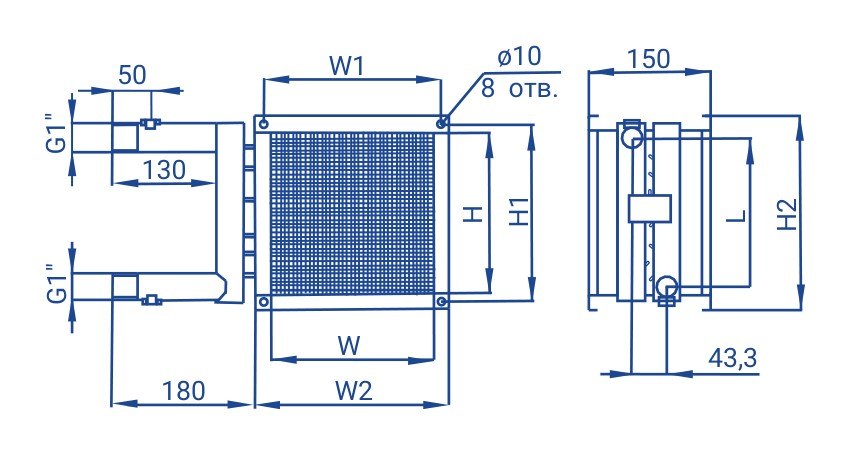Нагреватель водяной HW 400x400 ERA PRO